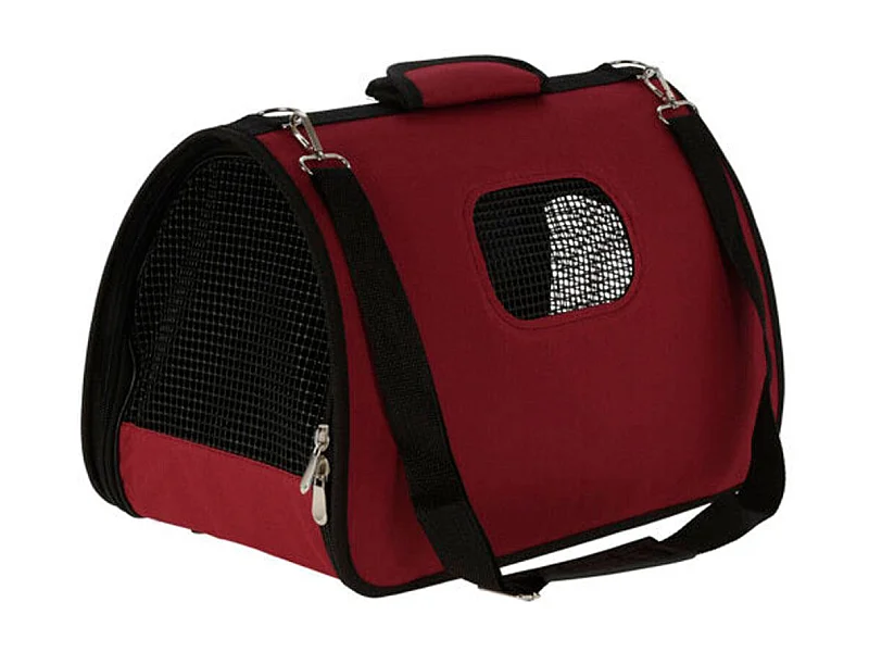 Bolsa transportín pequeñas mascotas con asa rojo 25x25x43 cm