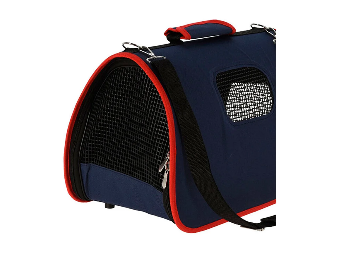 Bolsa transportín pequeñas mascotas con asa azul 25x25x43 cm