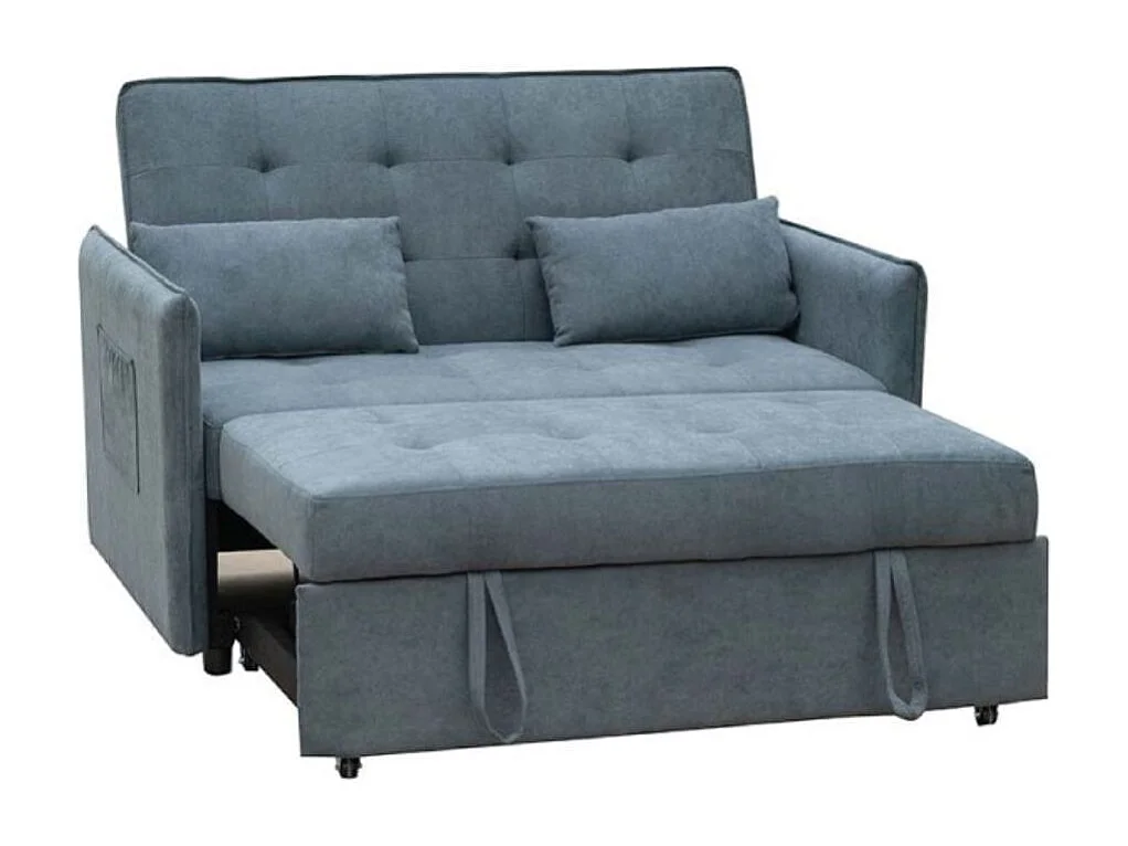 Sofá cama Bilbao 2 plazas con cojines y bolsillo lateral gris 96x135x87 cm