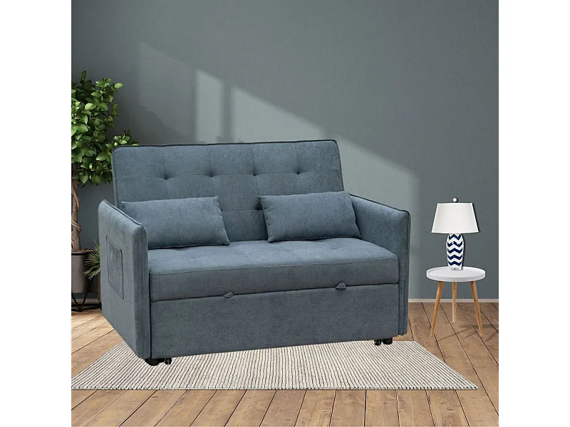 Sofá cama Bilbao 2 plazas cojines + bolsillos gris 96x135x87 cm