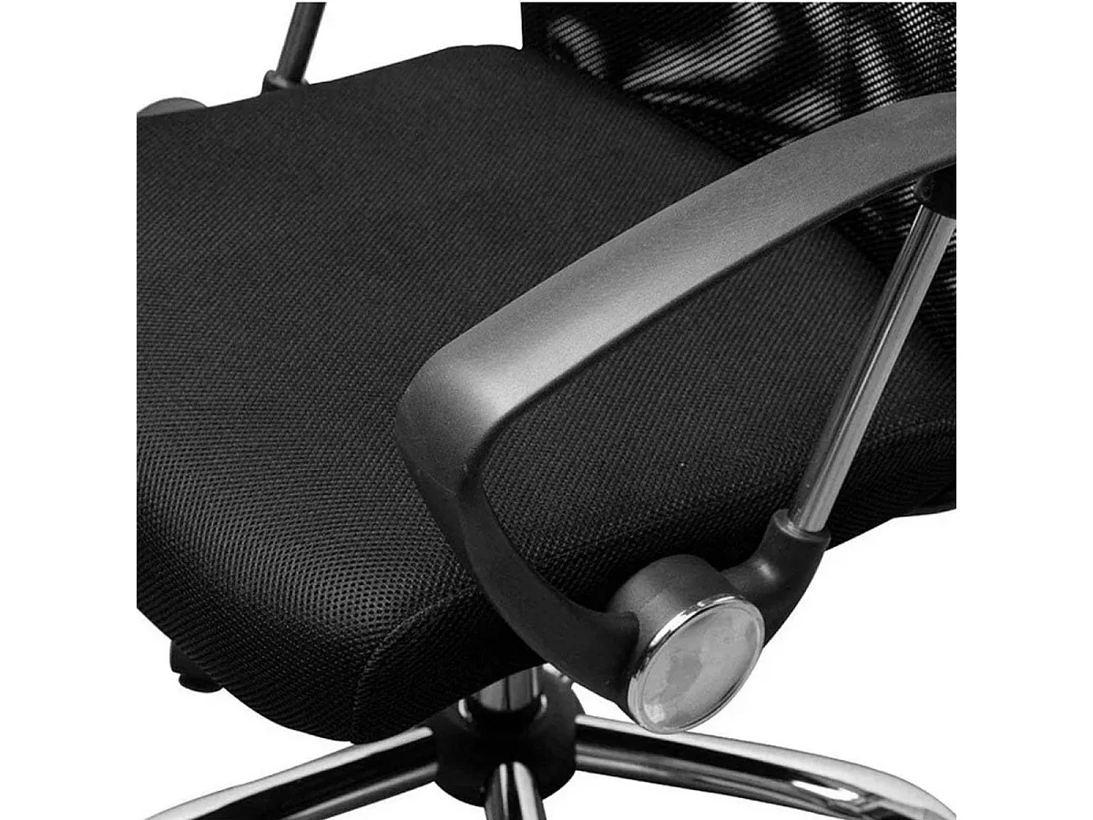 Silla de oficina Powerbasics Mesh respaldo reclinable negro 114-124x57x56 cm