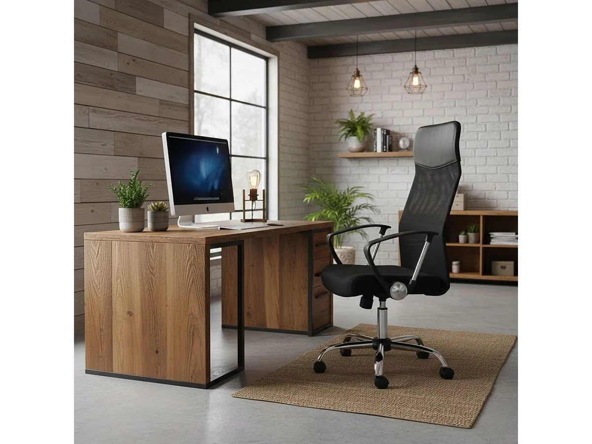 Silla de oficina Powerbasics Mesh respaldo reclinable negro 114-124x57x56 cm