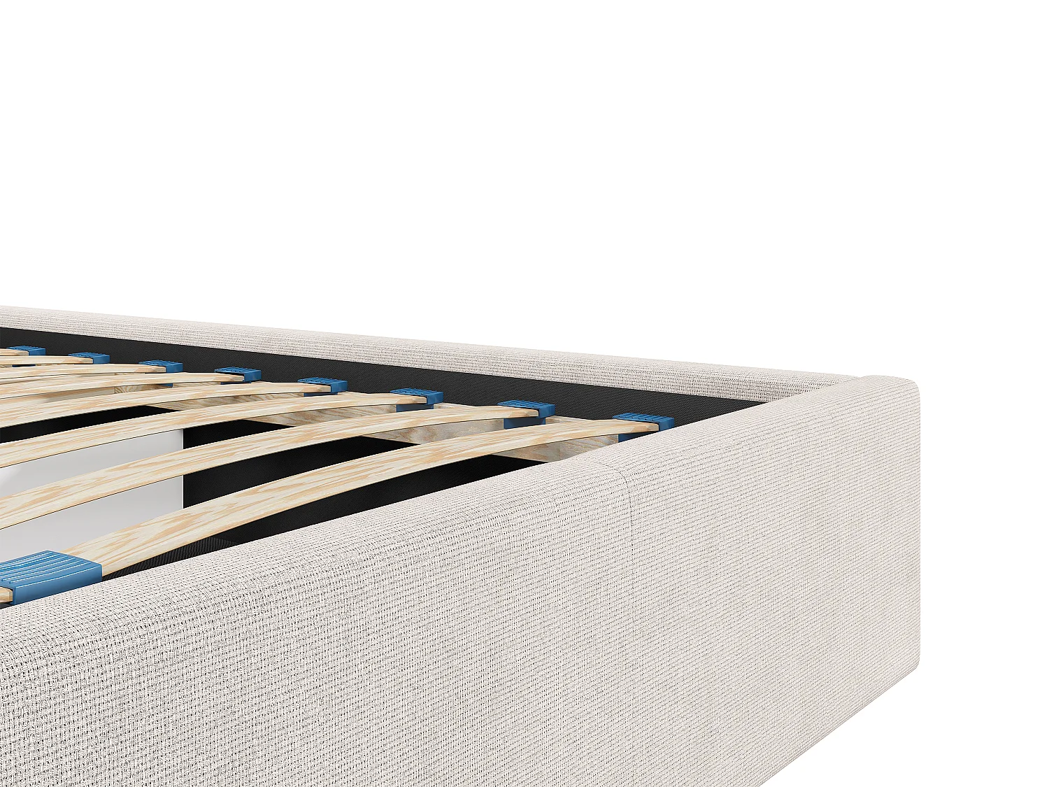 Lit coffre 140 x 190 cm avec tête de lit coutures verticales - Tissu - Beige - Avec matelas - KILACLO