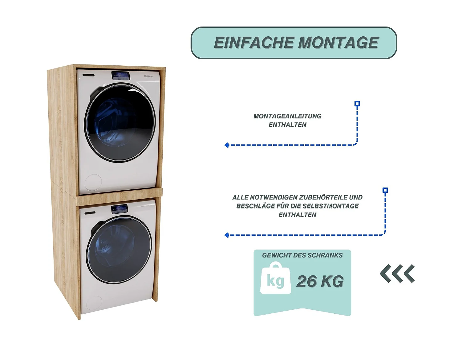 Waschmaschinenumbauschrank SLIM Waschmaschinenschrank fÃ¼r Waschmaschine & WÃ¤schetrockner