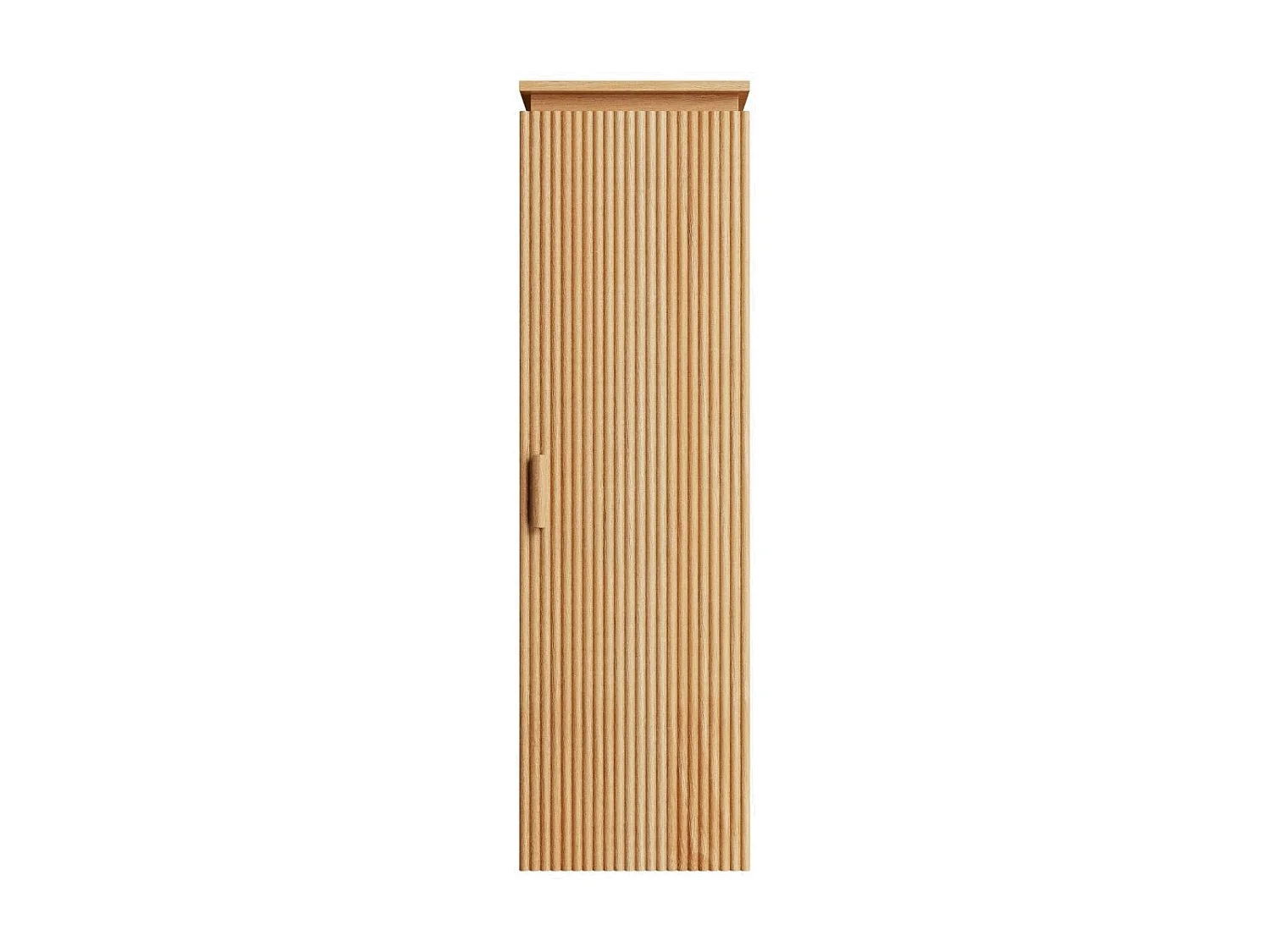 Colonne de salle de bain suspendue striée en bois de frêne - Naturel clair - H120 cm - CAPRELA