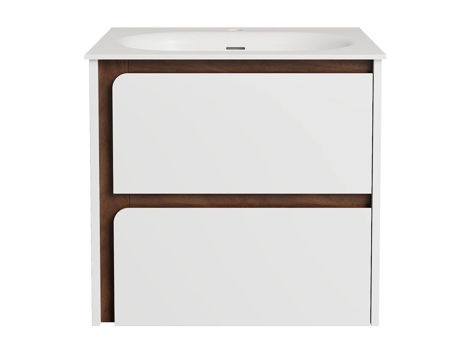 Meuble de salle de bain suspendu avec vasque à encastrer en résine – Blanc mat – 60 cm – ZAREMIA