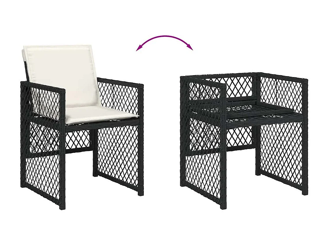 Set de comedor jardín 11 piezas con cojines ratán sintético negro