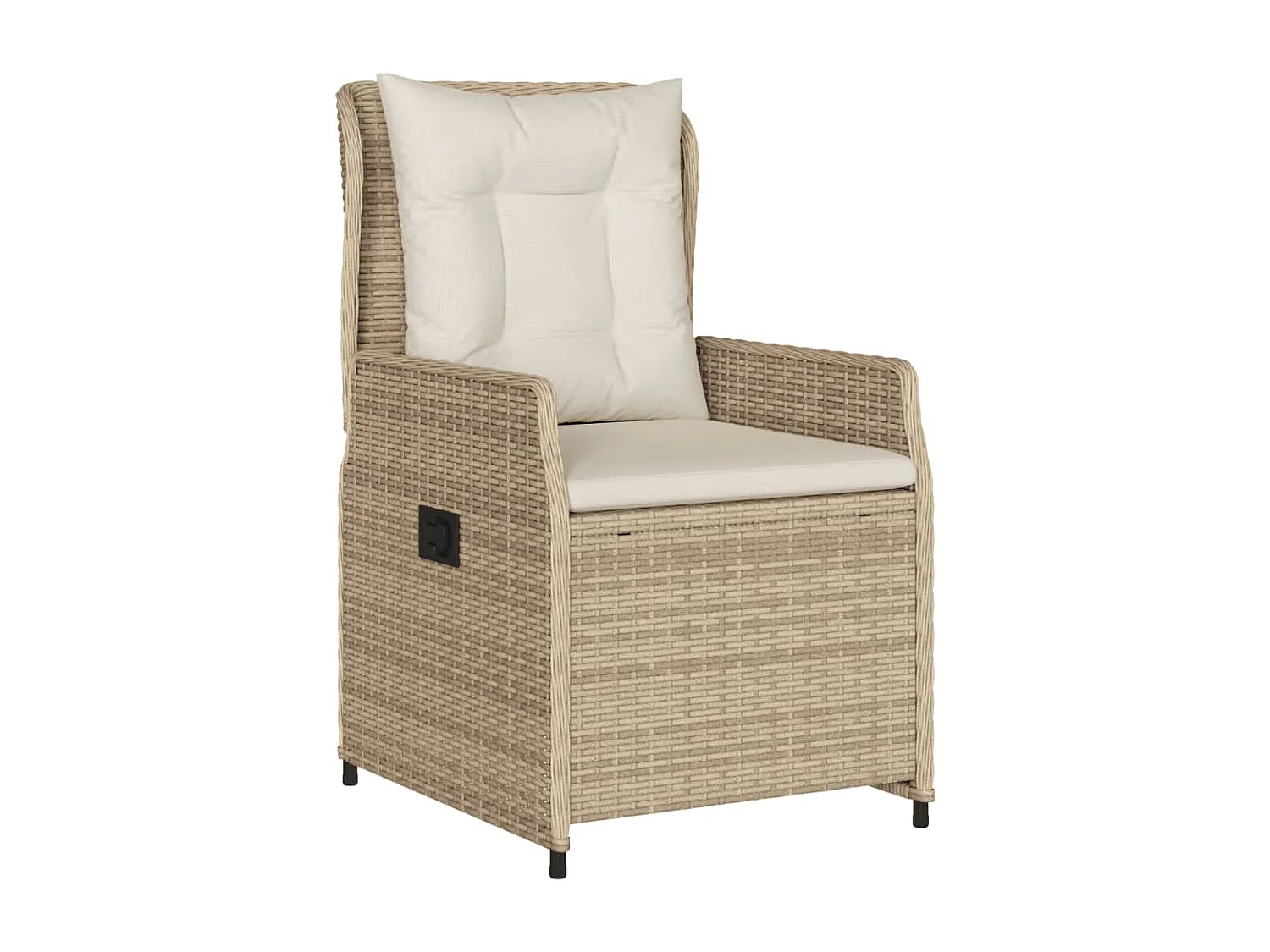 Ensemble à manger de jardin avec coussins 5 pièces Beige poly rotin