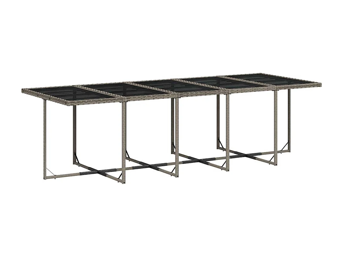 Set comedor de jardín con cojines 15 piezas ratán sintético gris