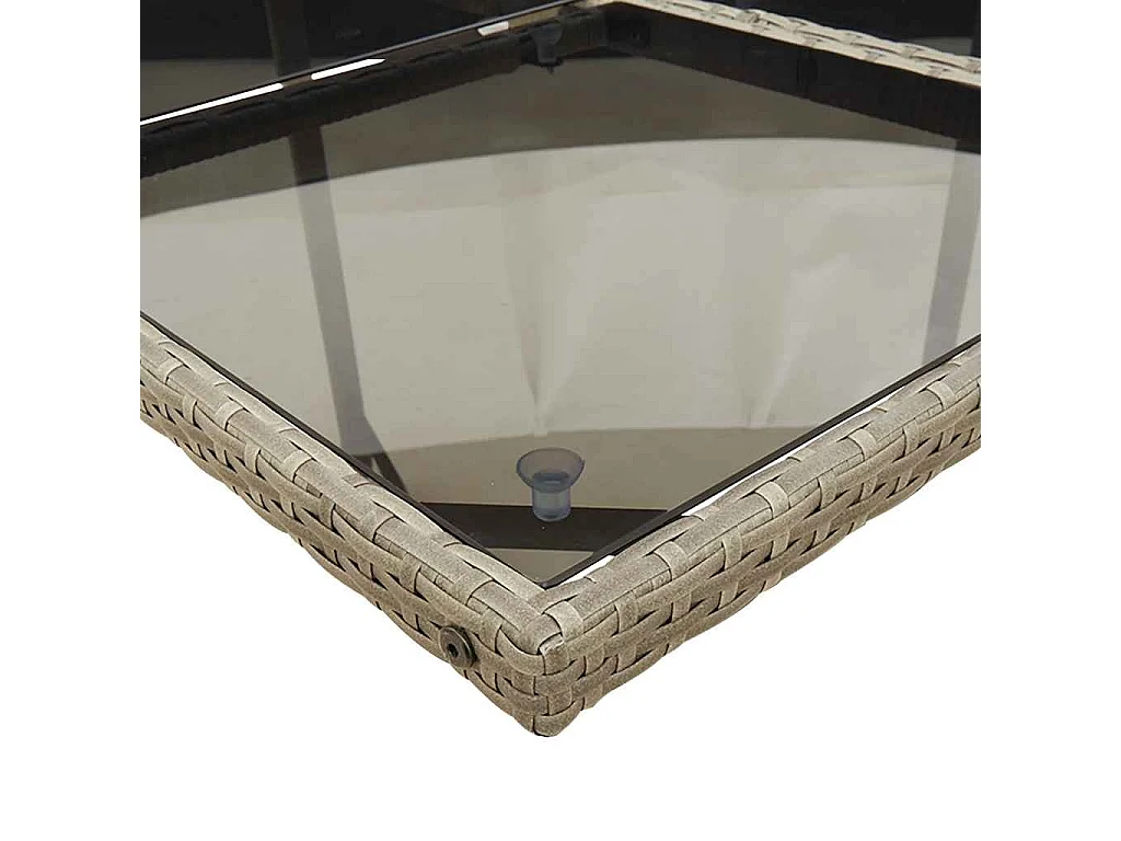 Set comedor de jardín con cojines 15 piezas ratán sintético gris