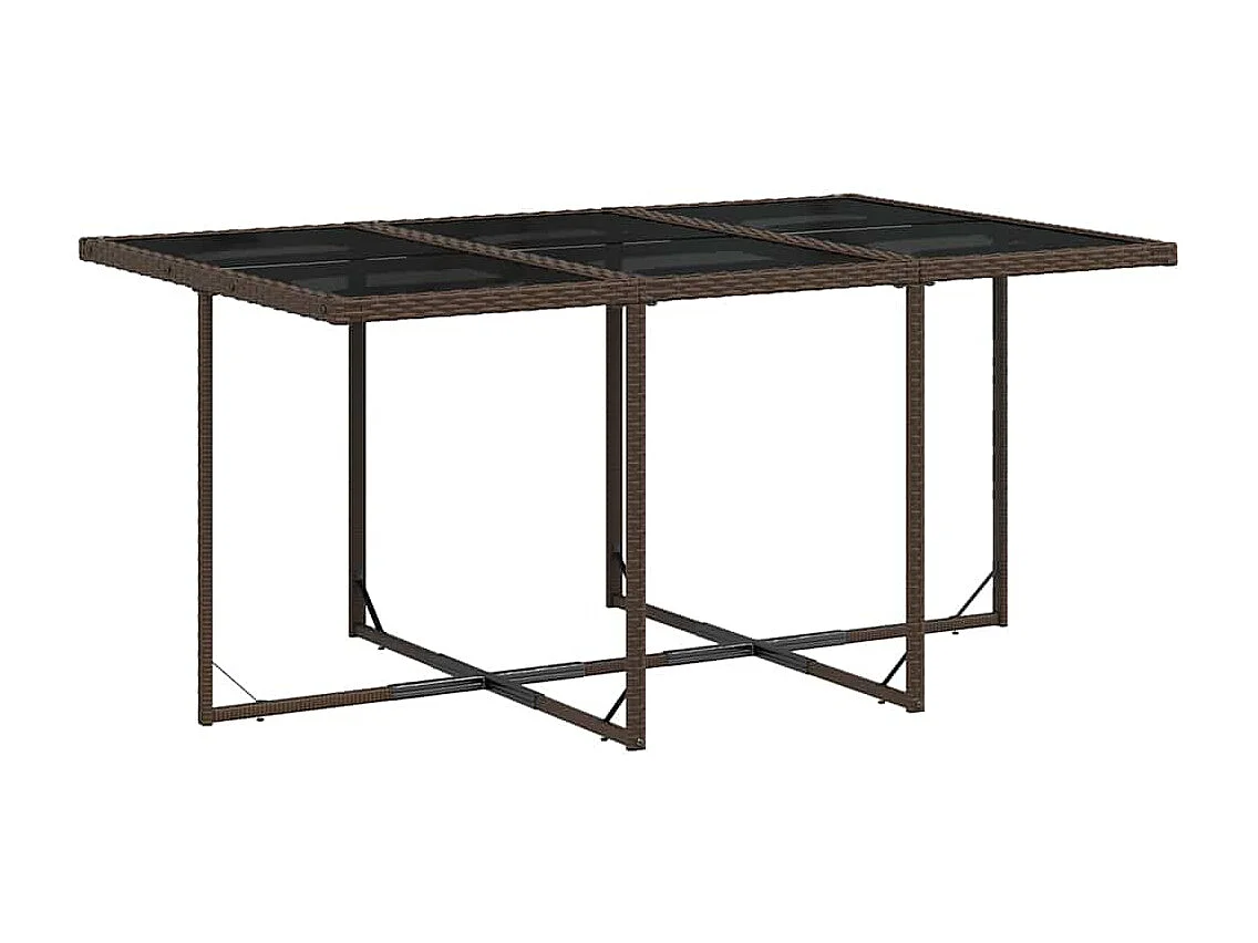 Set comedor de jardín 11 piezas y cojines ratán sintético marrón