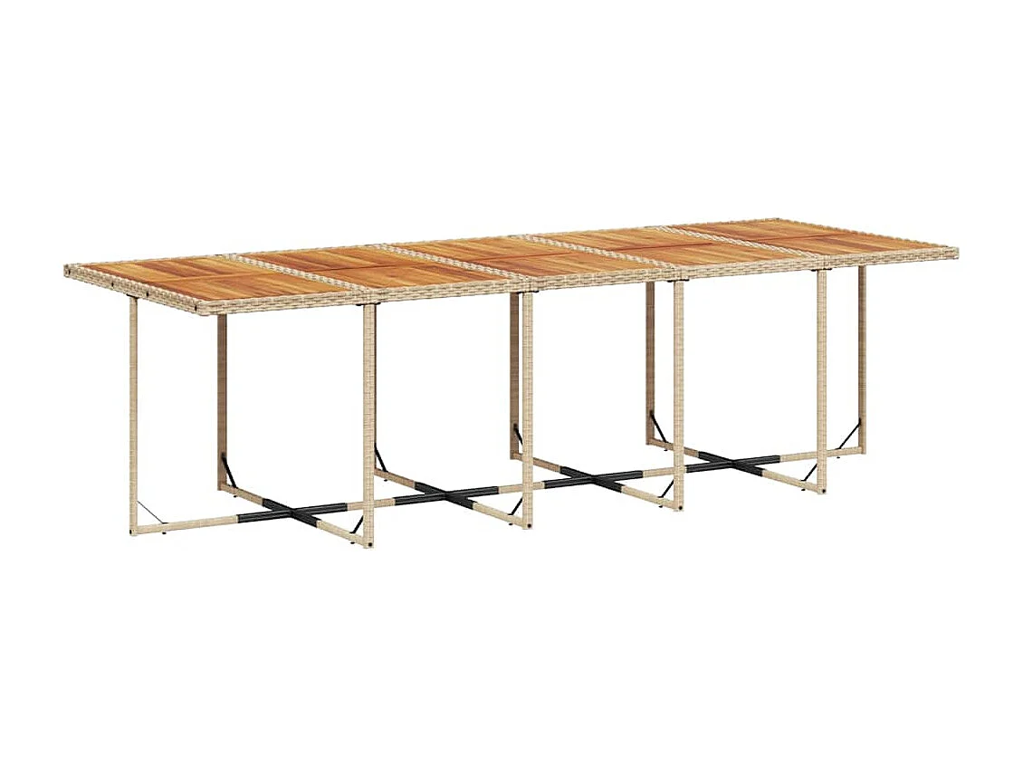 Set comedor de jardín 11 piezas con cojines ratán sintético beige