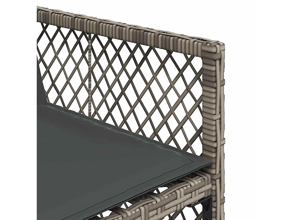 Set de comedor de jardín 11 piezas y cojines ratán sintético gris