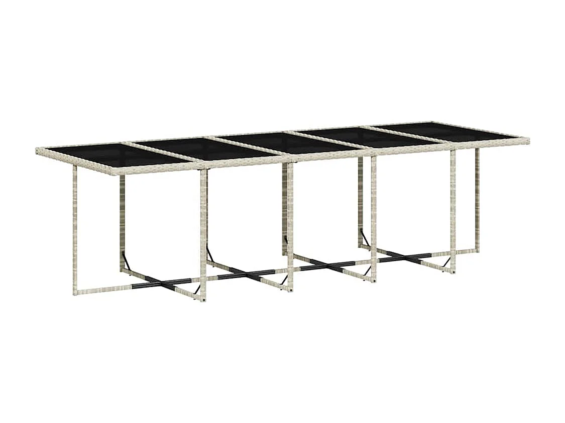 Set comedor jardín y cojines 15 piezas ratán sintético gris claro