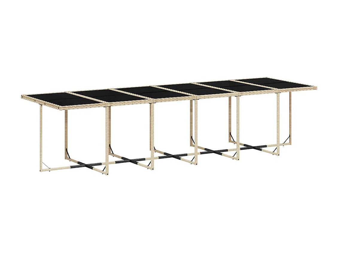 Set comedor de jardín 17 piezas con cojines ratán sintético beige