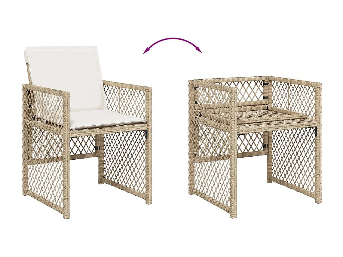 Set comedor de jardín 11 piezas con cojines ratán sintético beige