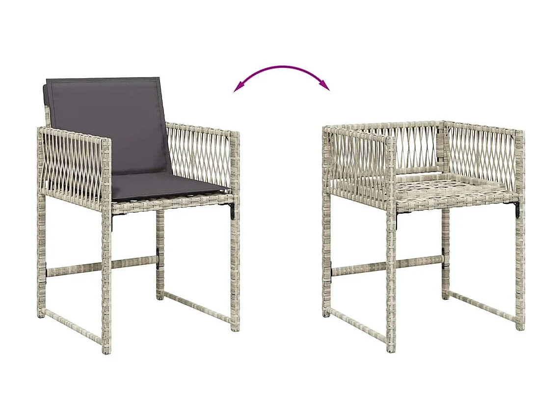 Set comedor jardín y cojines 17 piezas ratán sintético gris claro