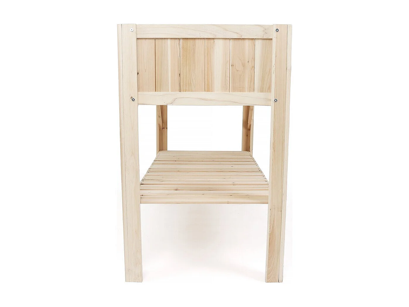 Huerto elevado Magnolia de madera beige 115x57x90 cm con estante, robusto y elevado para jardín y balcón