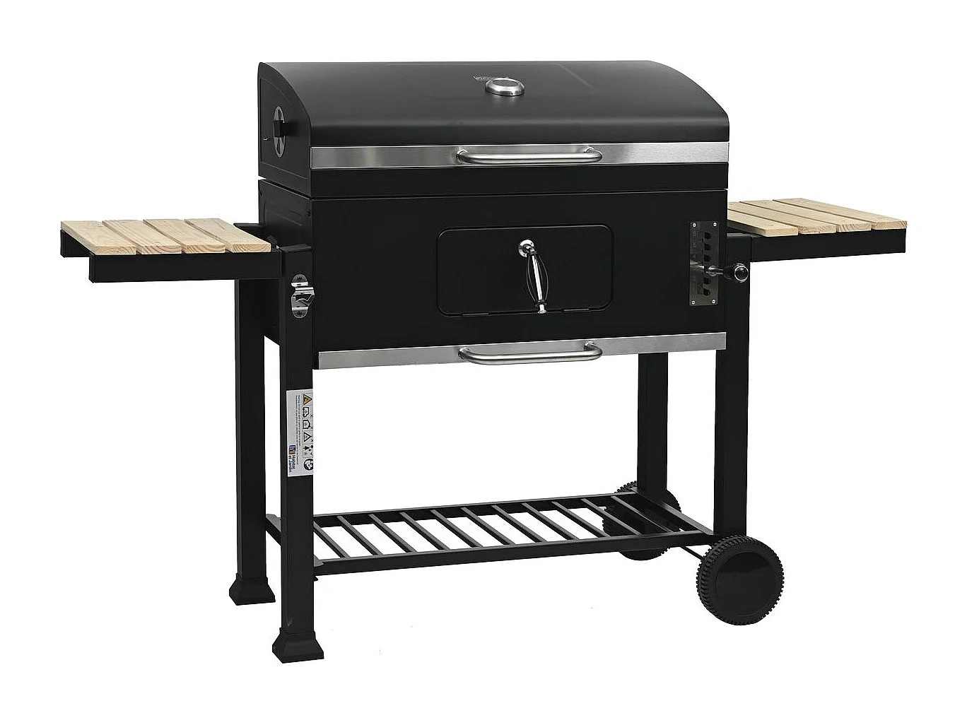 Barbecue charbon avec tablettes latérales et grilles réglables "Marquis" - Noir