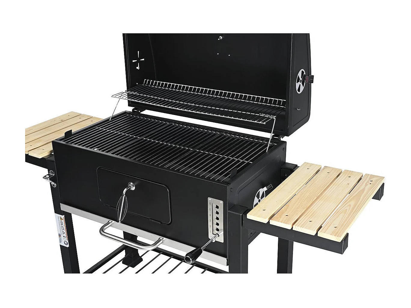 Barbecue charbon avec tablettes latérales et grilles réglables "Marquis" - Noir