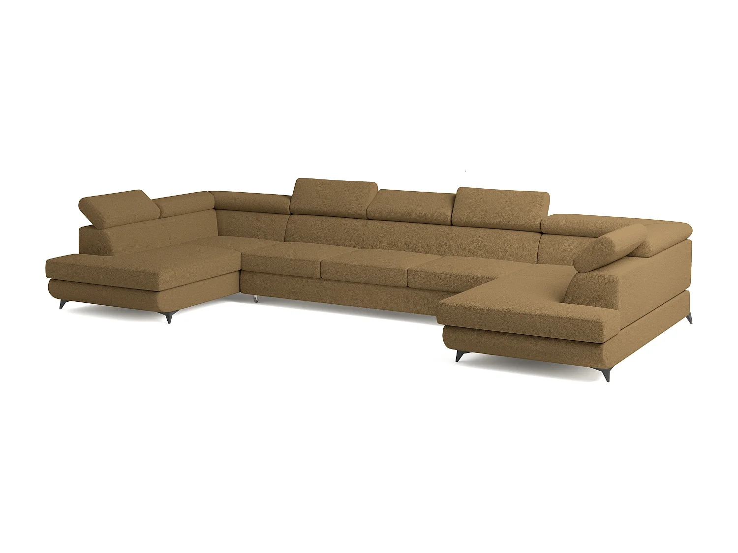 Canapé d'angle URMANO Orange en bouclé avec fonction de couchage