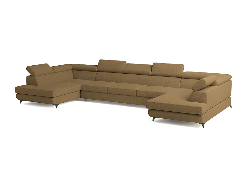 Hoekbank URMANO van fluweel met slaapfunctie Orange