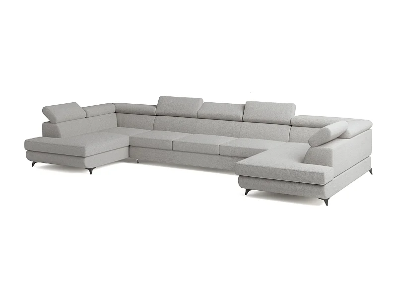 Hoekbank URMANO van fluweel met slaapfunctie Hellgrau