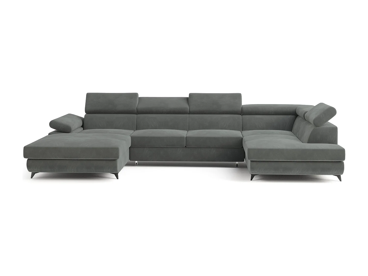 Hoekbank RUBANO van fluweel met slaapfunctie Grau