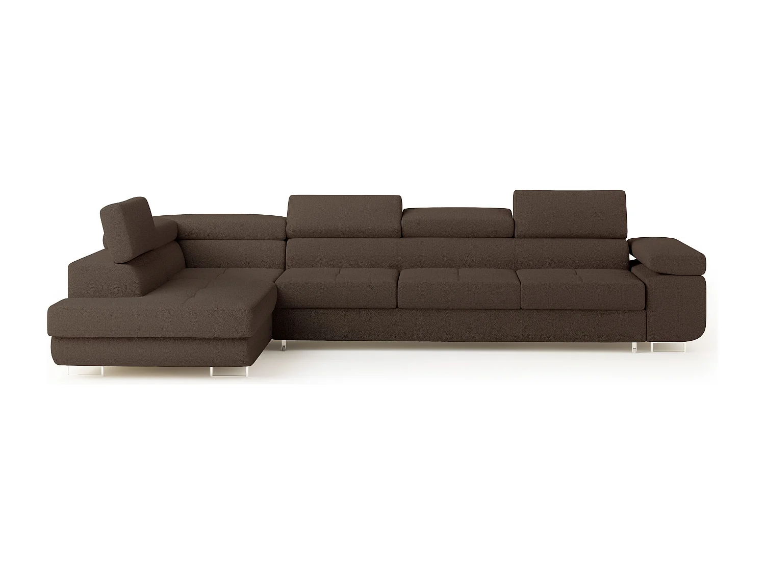 Hoekbank VICENTE van fluweel met slaapfunctie Braun