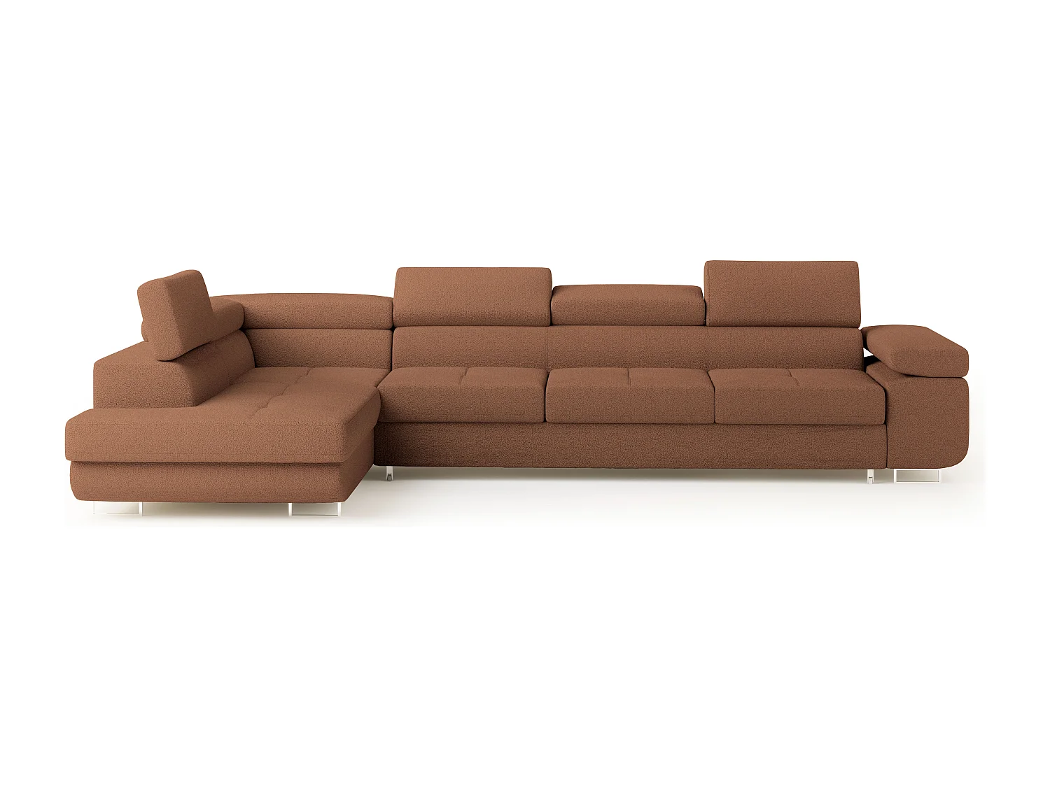 Hoekbank VICENTE van fluweel met slaapfunctie Orange