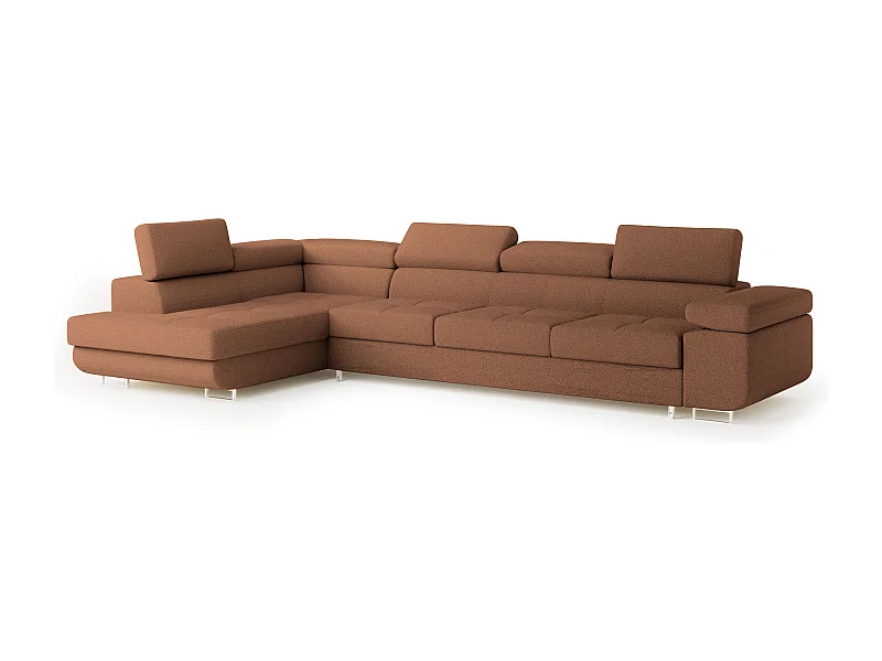 Hoekbank VICENTE van fluweel met slaapfunctie Orange