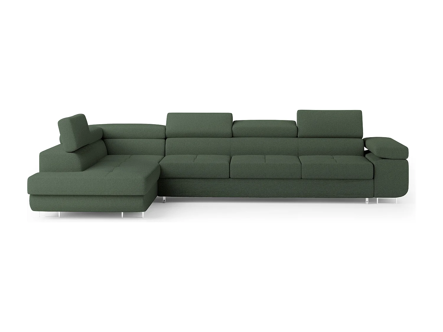 Hoekbank VICENTE van fluweel met slaapfunctie Grün