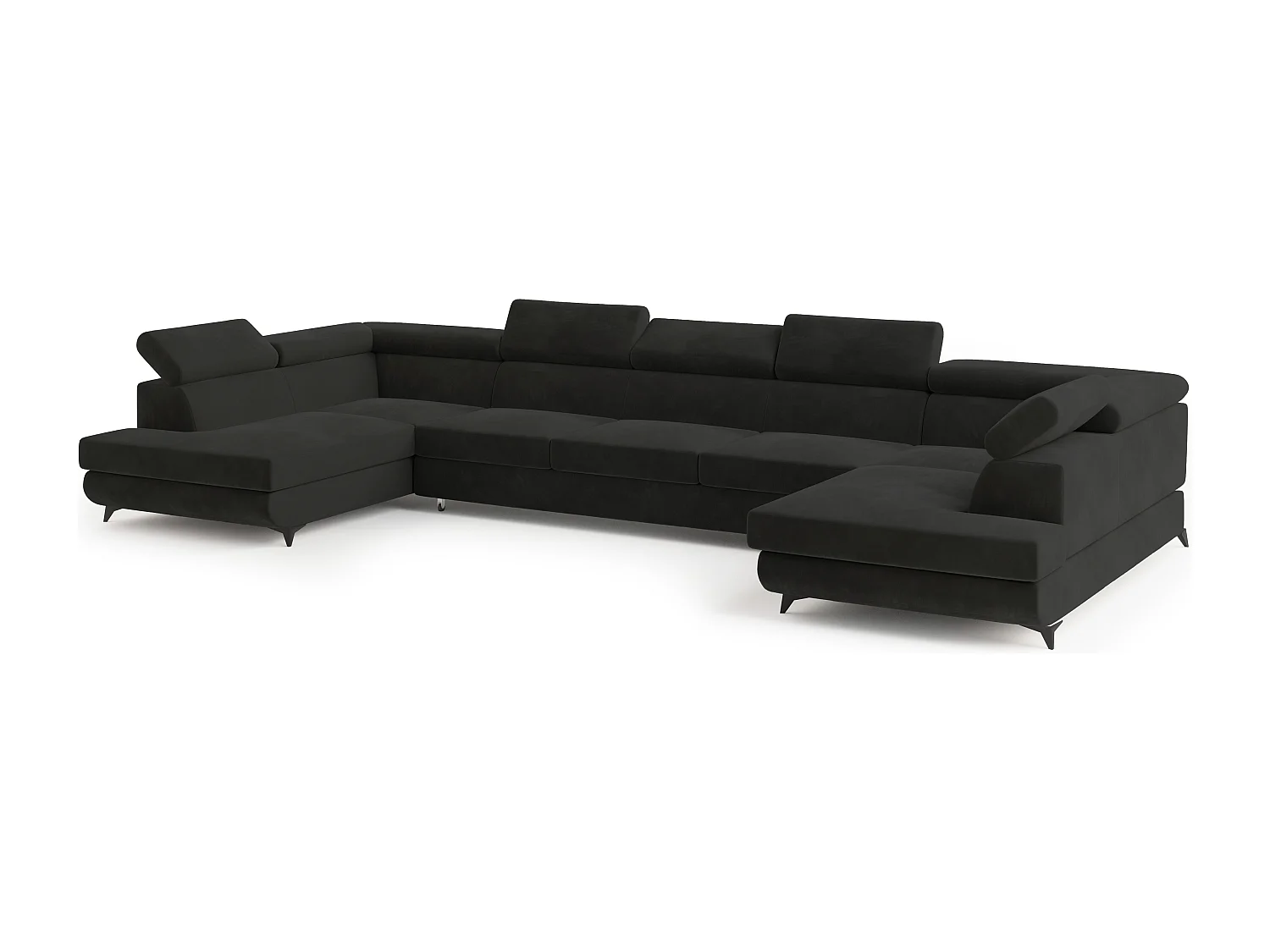 Canapé d'angle URMANO Noir en velours avec fonction de couchage