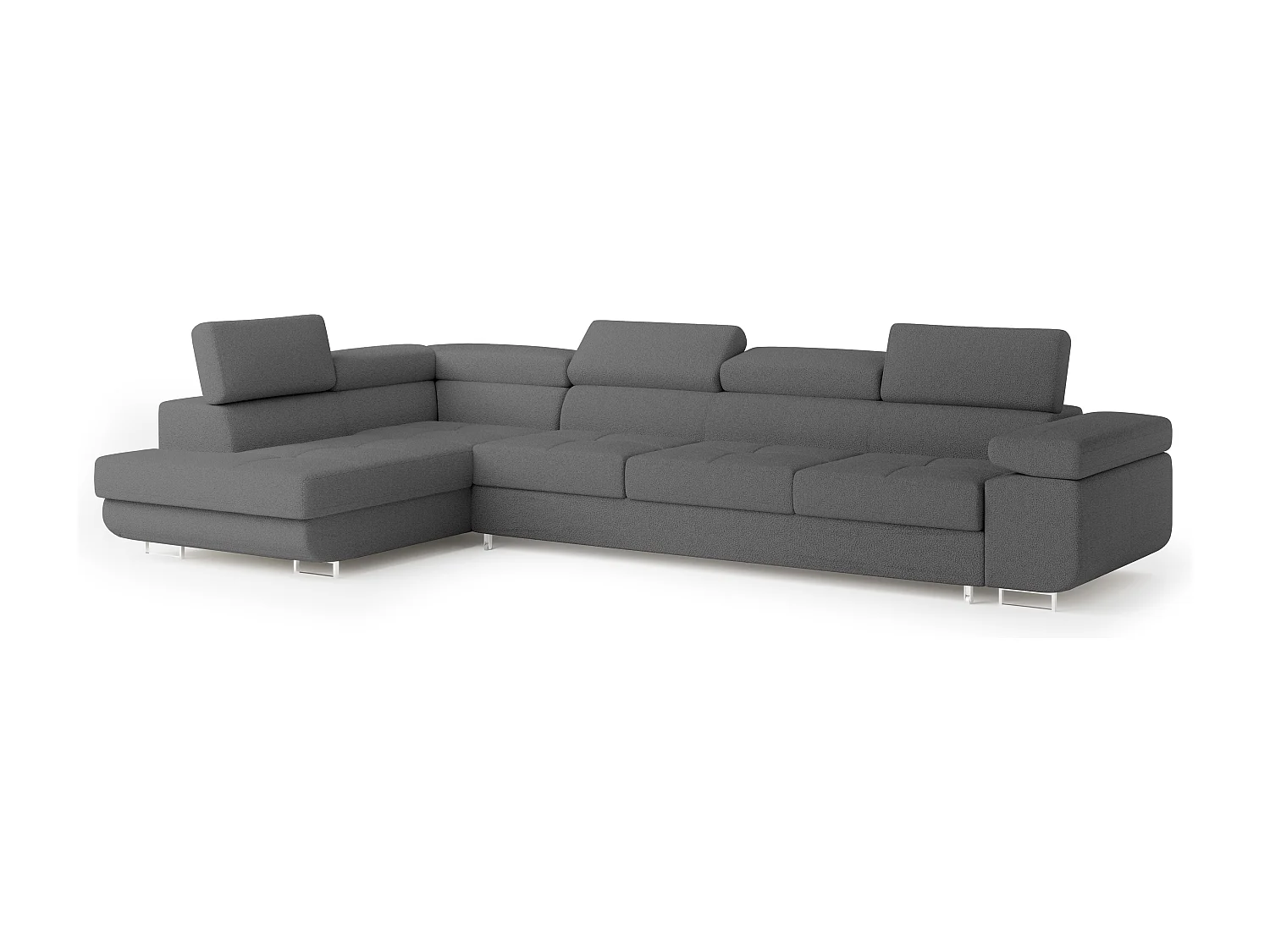 Hoekbank VICENTE van fluweel met slaapfunctie Grau