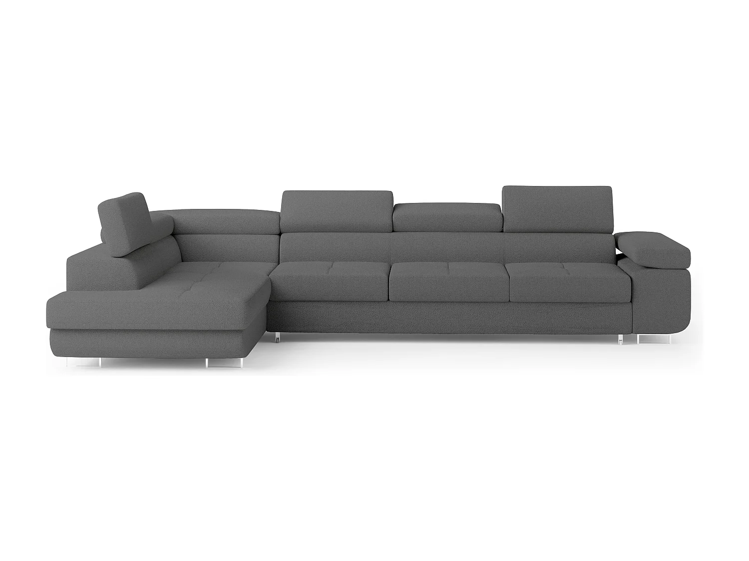Hoekbank VICENTE van fluweel met slaapfunctie Grau