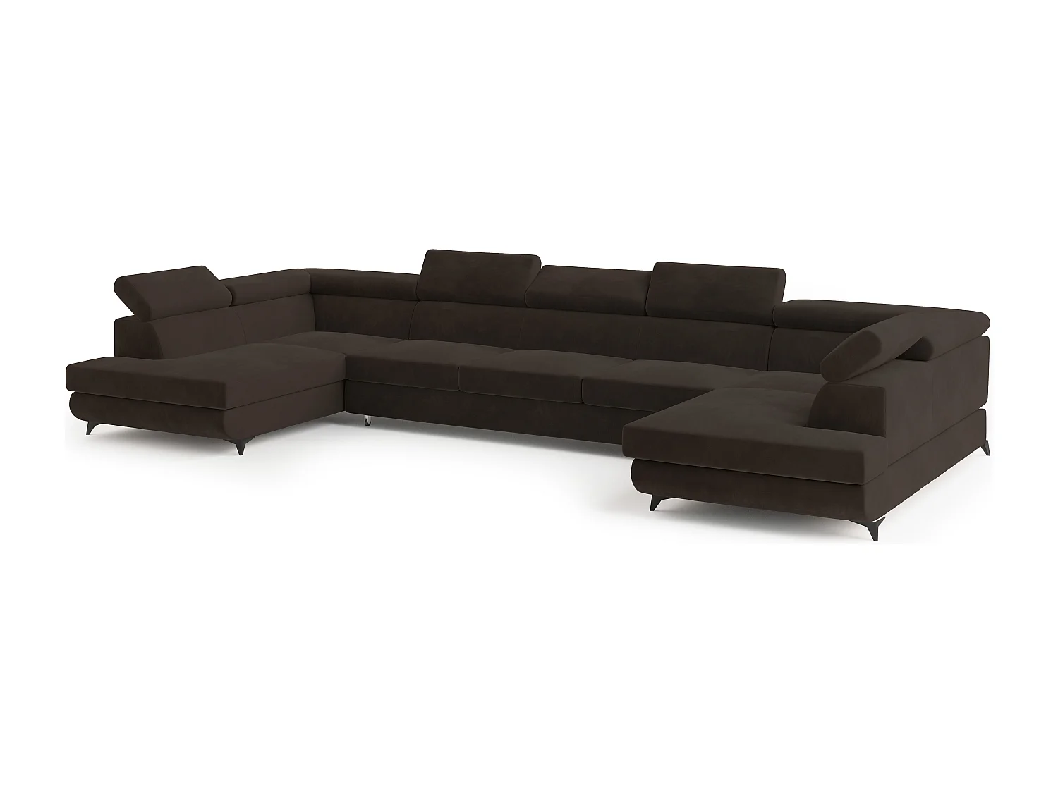 Canapé d'angle URMANO Marron en velours avec fonction de couchage