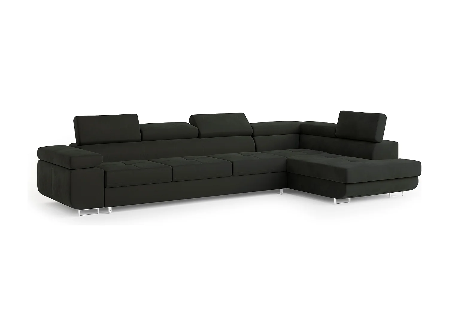 Hoekbank VICENTE van fluweel met slaapfunctie Schwarz