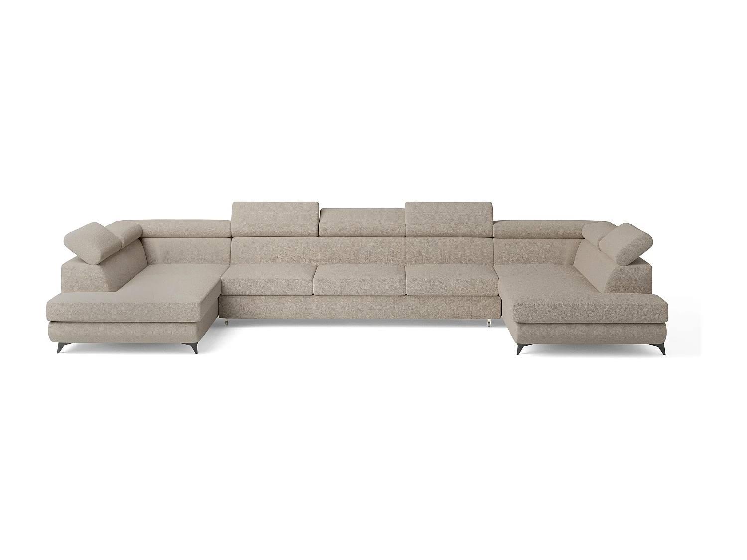 Canapé d'angle URMANO Beige en bouclé avec fonction de couchage