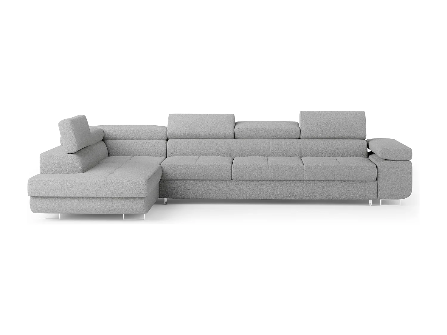 Hoekbank VICENTE van fluweel met slaapfunctie Hellgrau