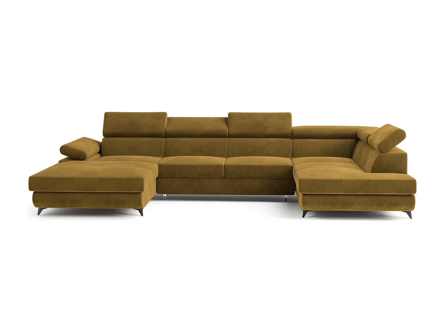 Hoekbank RUBANO van fluweel met slaapfunctie Gelb