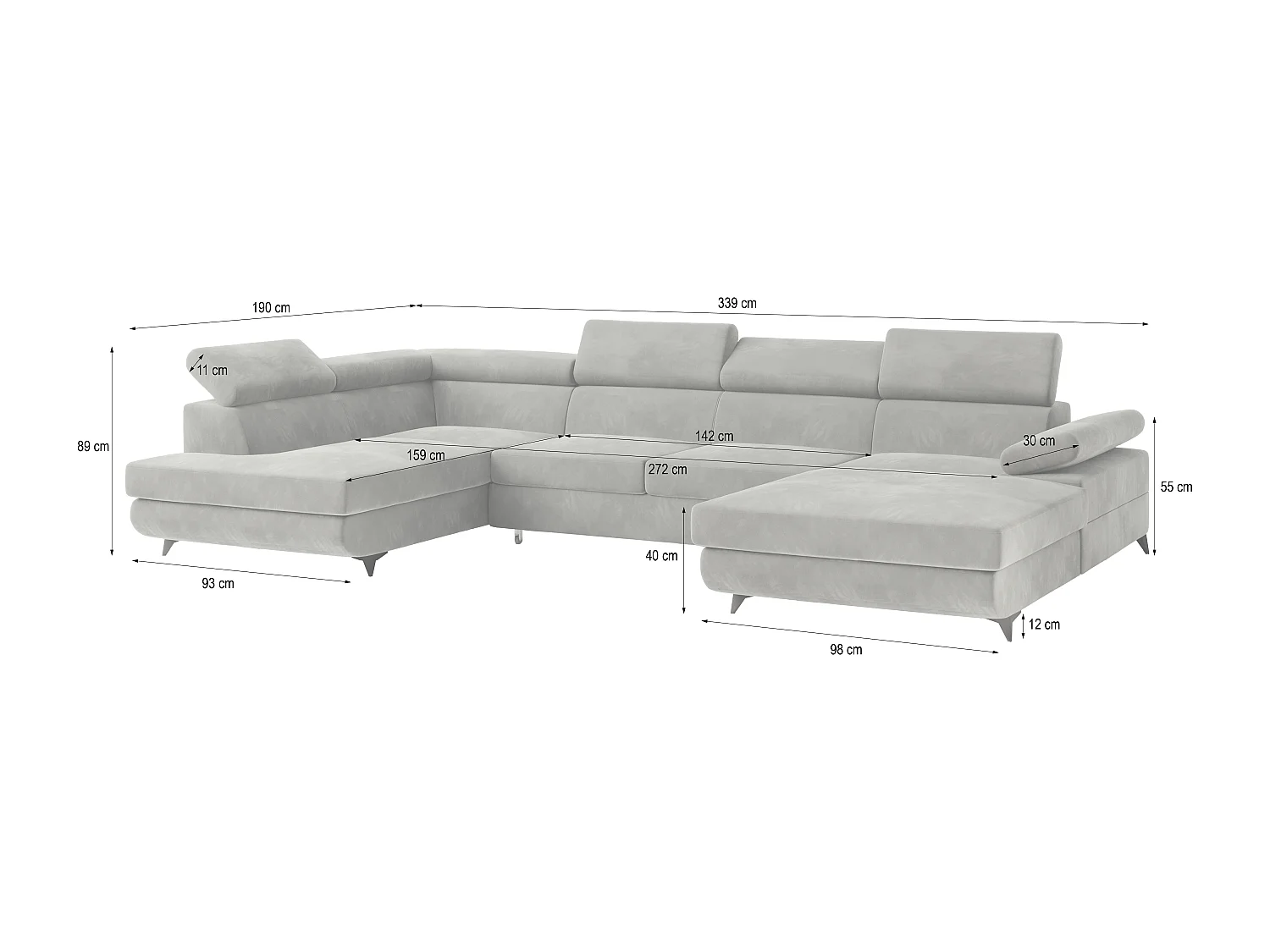 Canapé D'angle Rubano Beige En Velours Avec Fonction De Couchage