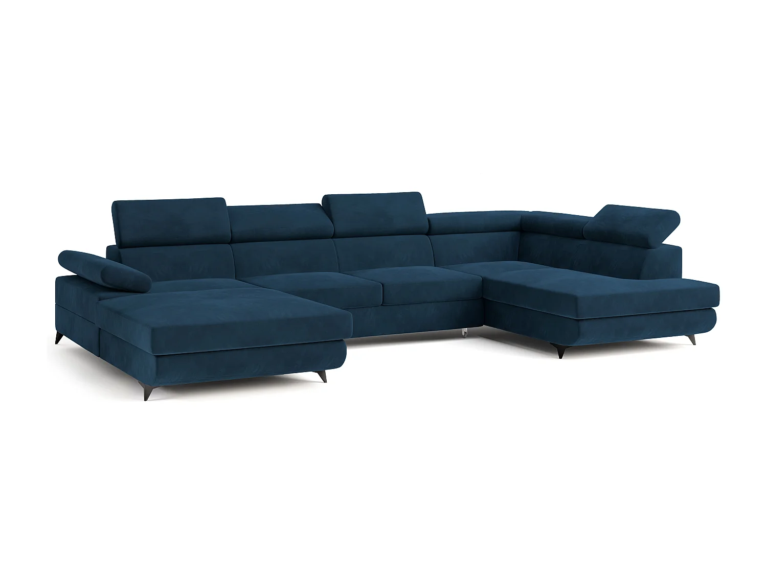 Canapé D'angle Rubano Bleu En Velours Avec Fonction De Couchage