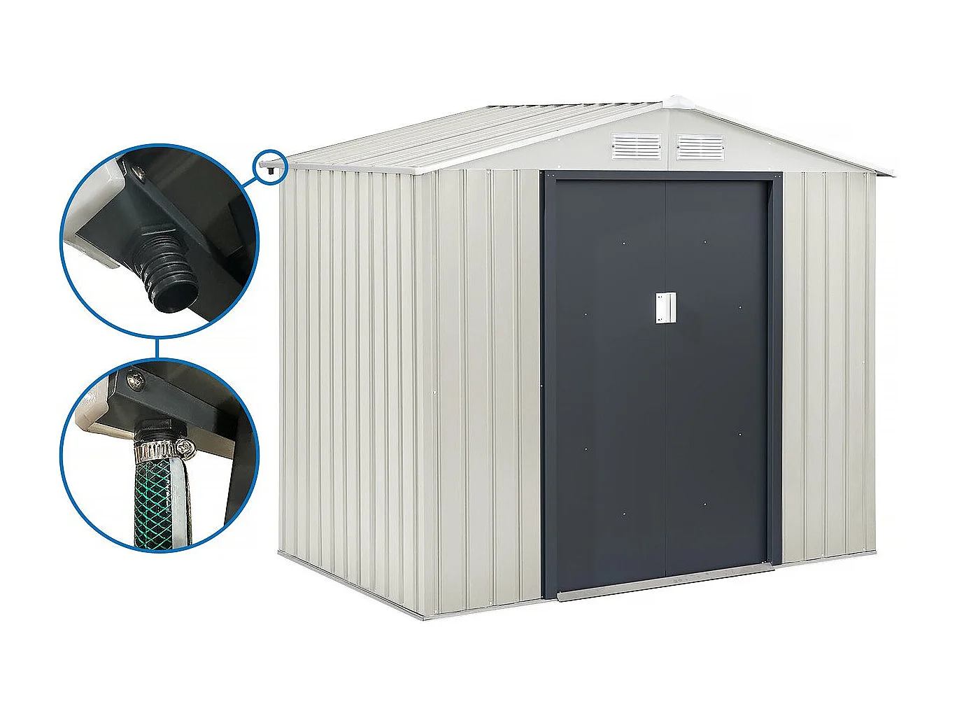 Nebraska Metall-Gartenhaus – 2,71 M² mit Dachrinne