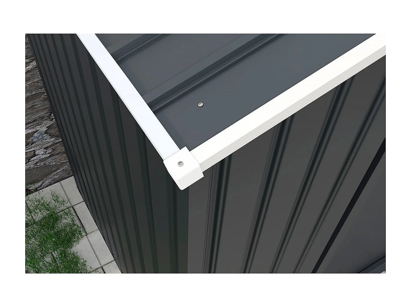 Garage métal  " Houston" - 18,56m² avec gouttière et récupérateur d'eau - Anthracite