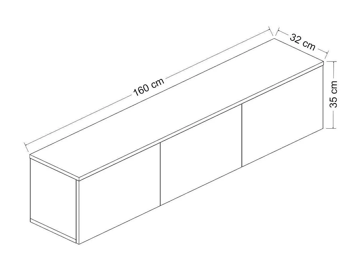 Meuble TV LED suspendu 3 portes blanc & effet Chêne 160 cm - Eira