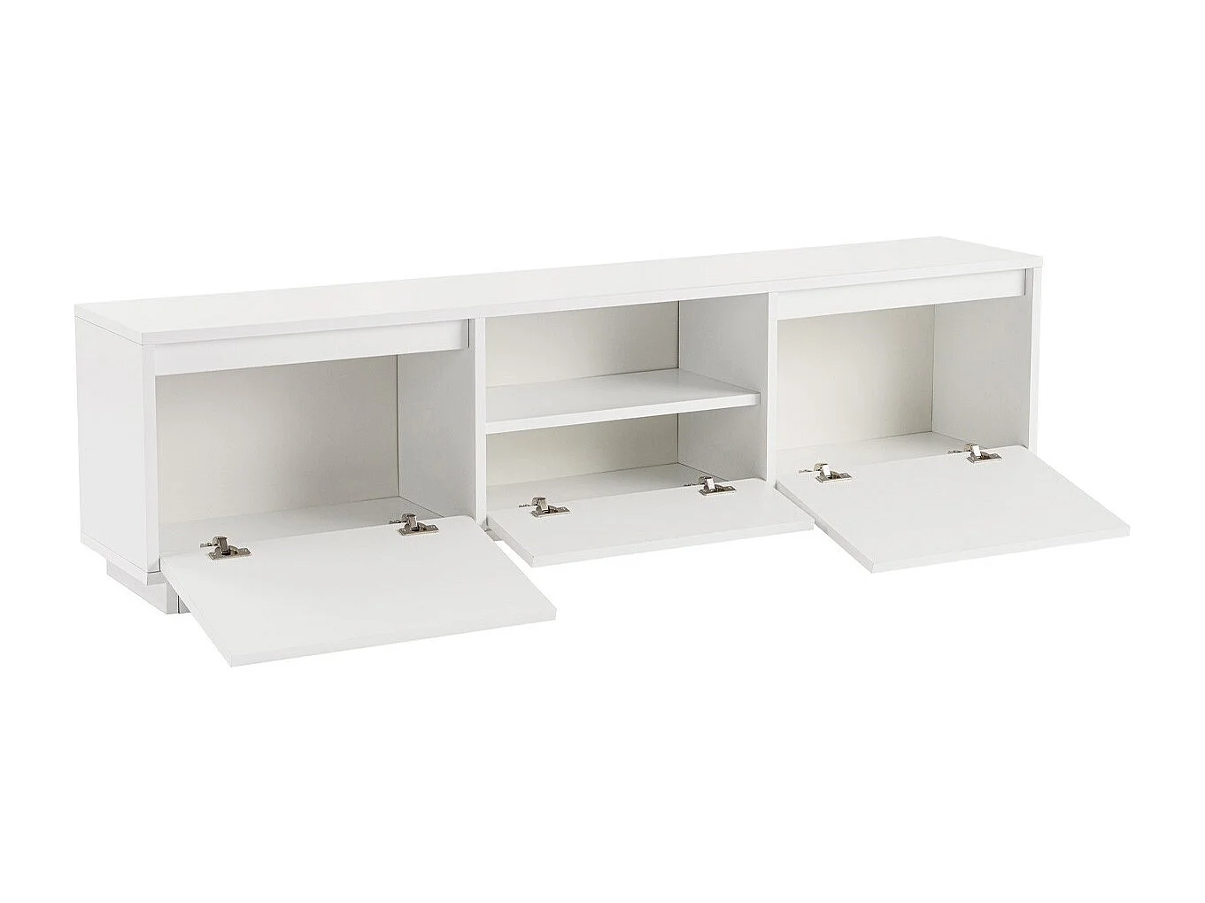 Meuble TV 3 portes 1 niche blanc 160 cm - Noane