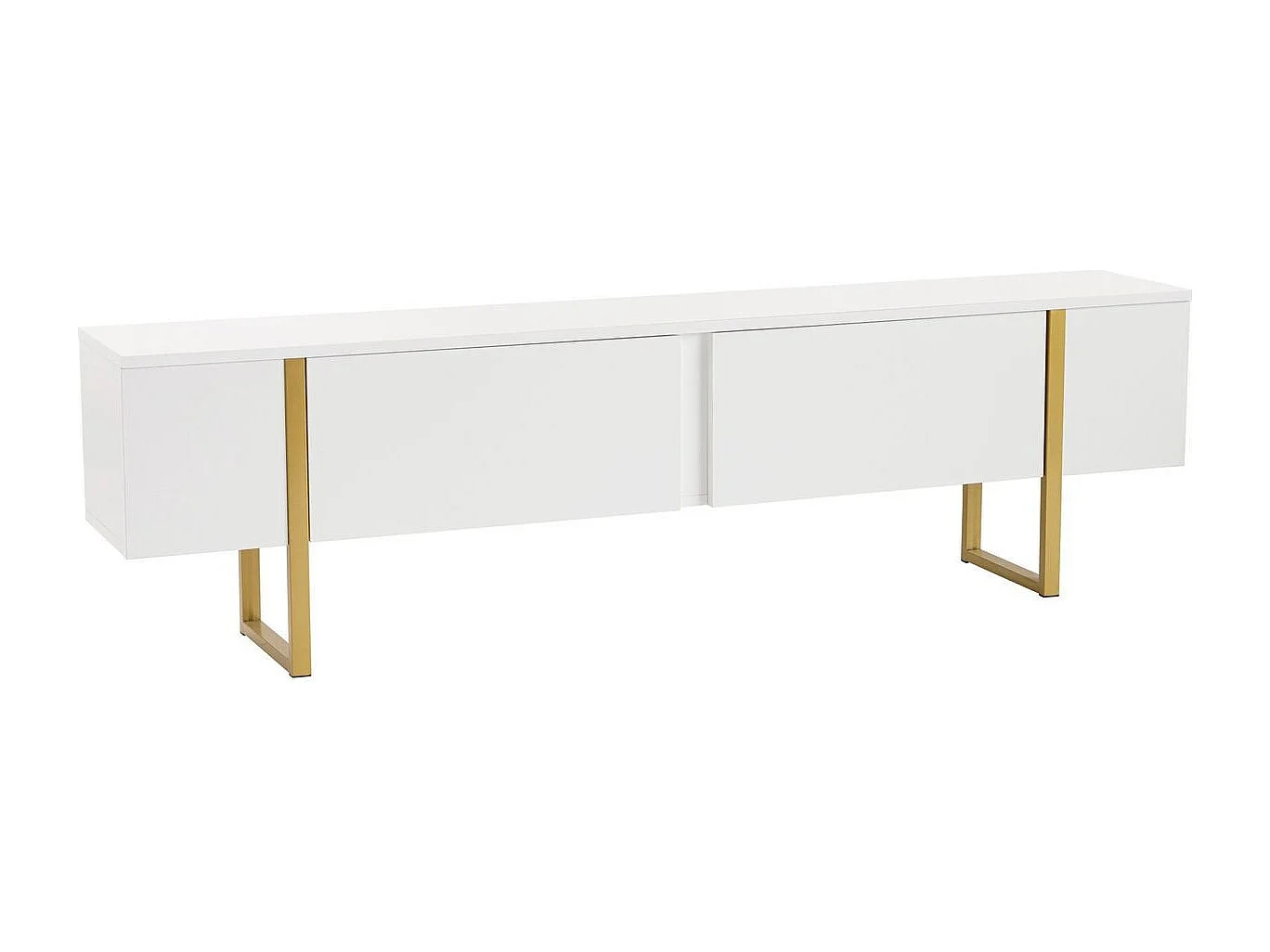 Meuble TV 2 portes blanc avec piètement doré 180 cm - Tessa