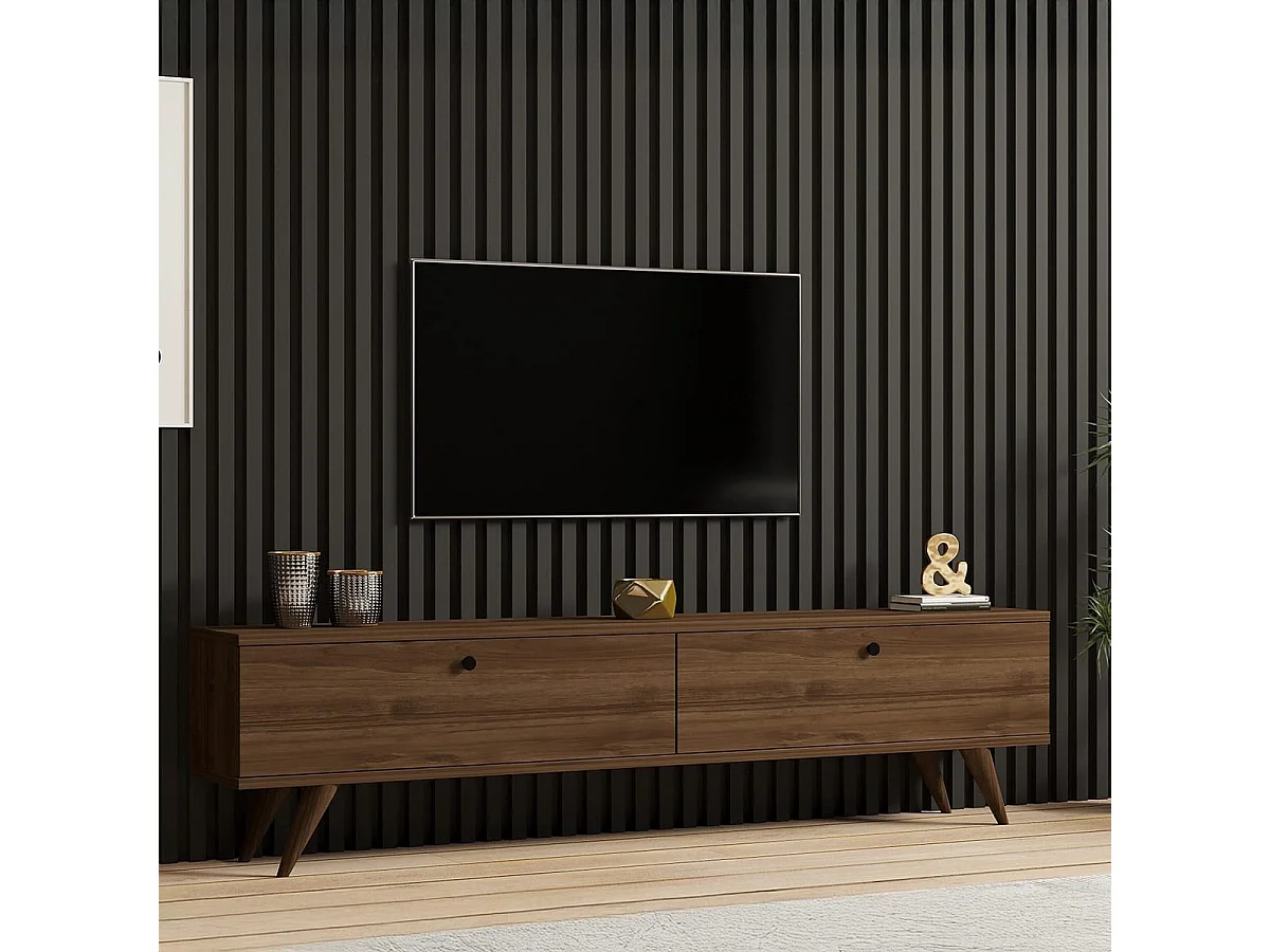 Meuble TV 2 portes effet Noyer 160 cm - Kea