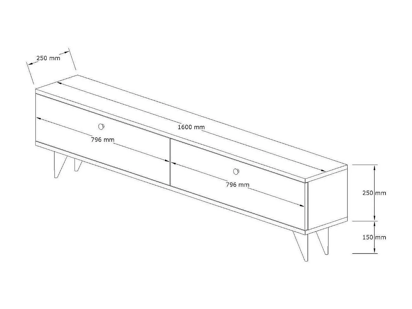 Meuble TV 2 portes effet Noyer 160 cm - Kea