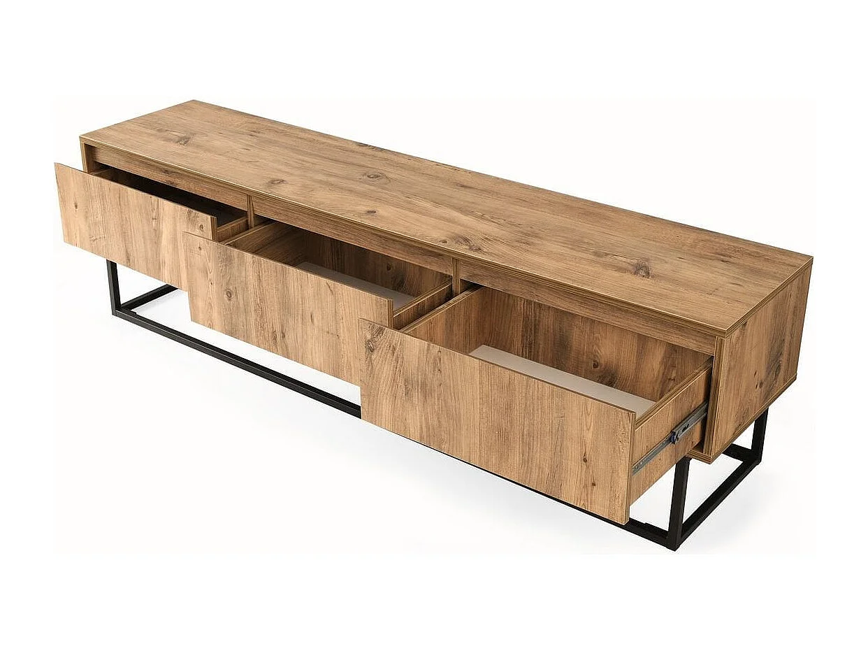 Meuble TV 3 tiroirs effet bois 180 cm - Breno